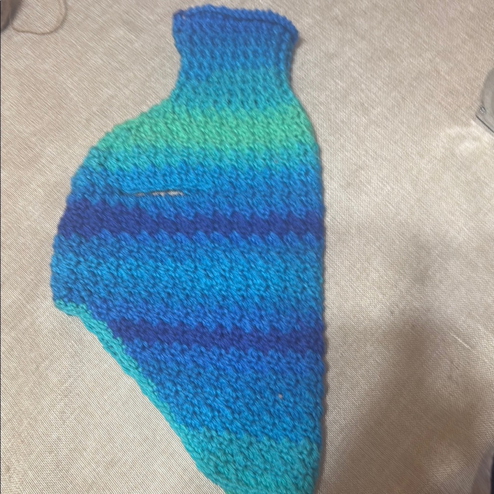 (Sale $10) Handmade crochet  Blue and Green dog sweater